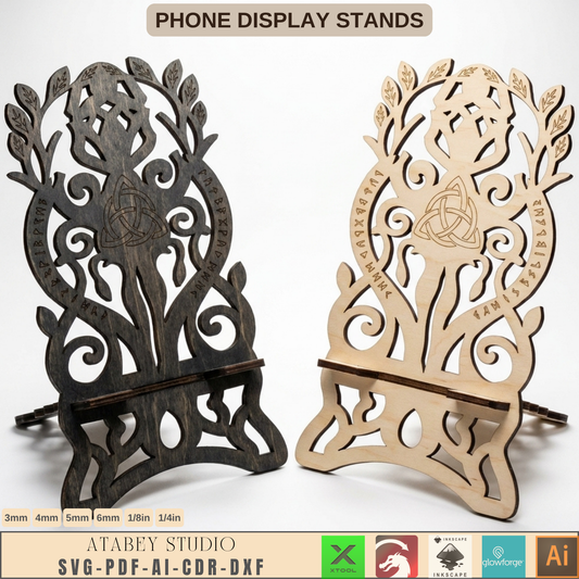 Celtic Tree of Life Phone Stand SVG Laser Cut Viking Wood Display Holder 1022