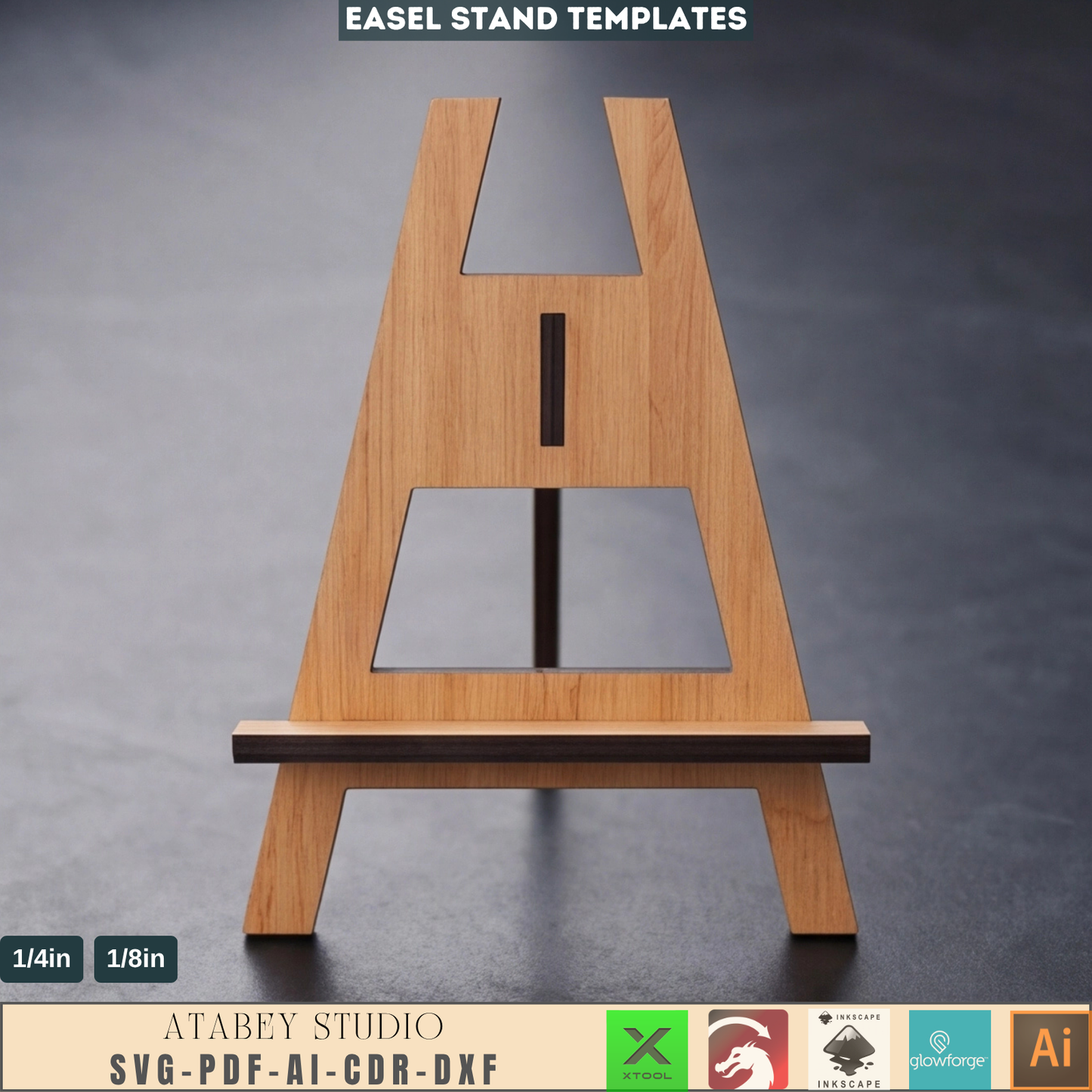 Laser cut EASEL stand SVG / Easy to use Glowforge files and laser cut files / 364