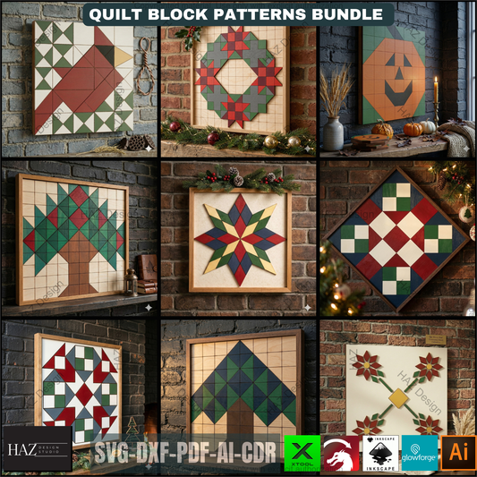 Cardinal, wreath, pumpkin, tree, flower, barn quilts patterns pdf / Svg vector 527