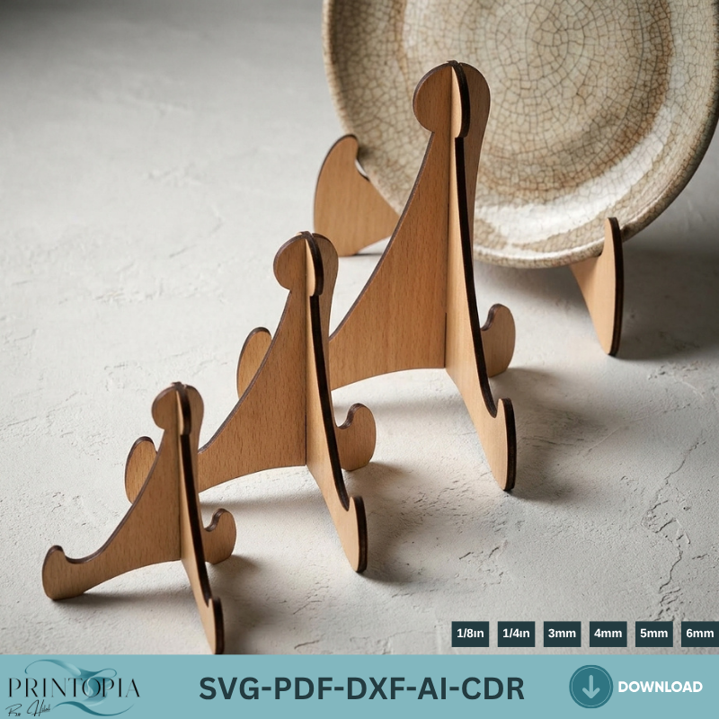 Classic Curve Easel Stand Files - Versatile Laser Cut Designs for Displays