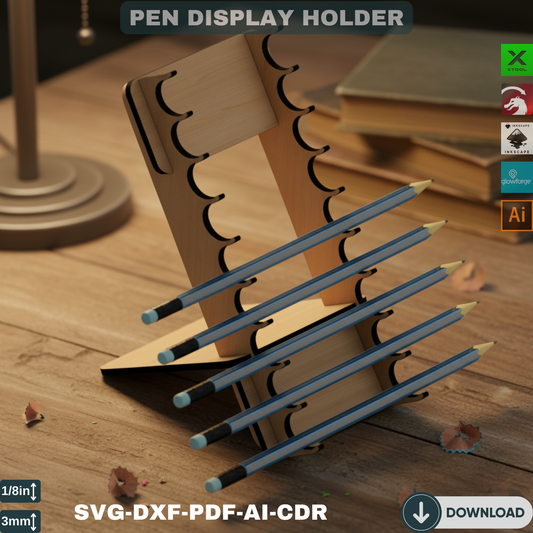 Laser Cut Pen Holder SVG, Wooden Pencil Stand, Desk Organizer for Pens, Digital Files for Glowforge XTool
