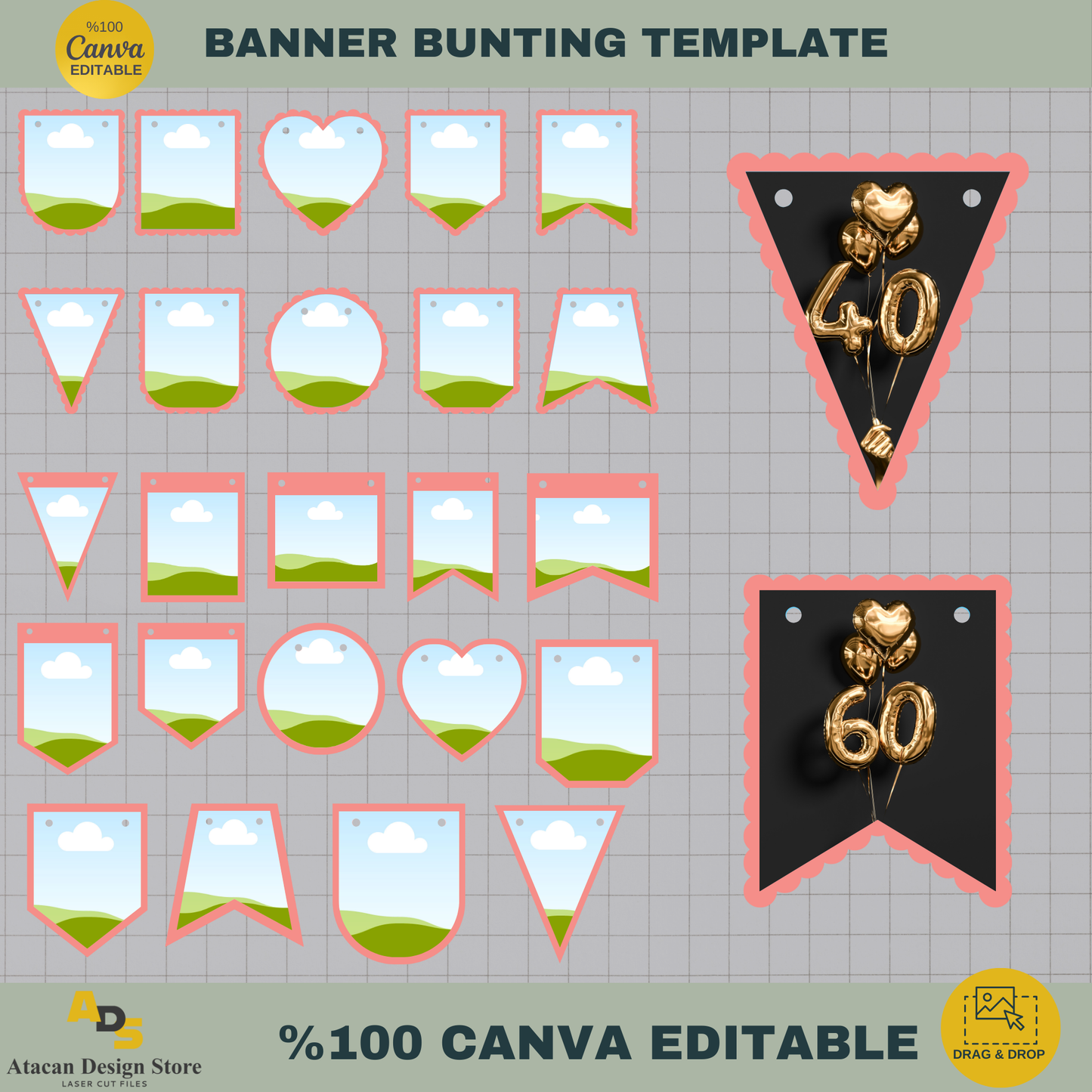 Editable Banner Bunting Template | 100% Customizable Canva Design | Perfect for Birthdays, Events, and Parties 744