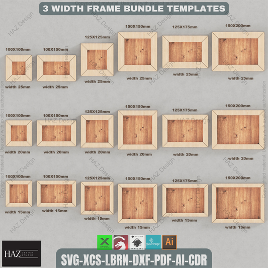 45 Degree Angle Cut Wood Frames / Different Sizes Picture Frame  SVG DXF CDR Ai files 028