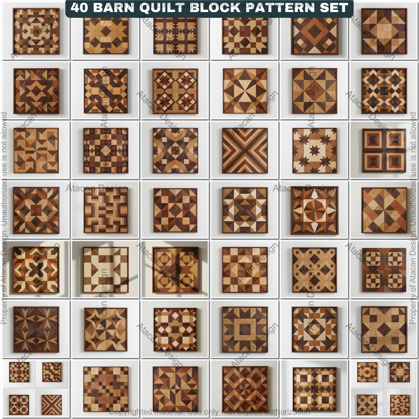 40 Barn Quilt Patterns Mega Bundle DIY Laser Cut Patchwork Blocks Templates for Glowforge Xtool 913