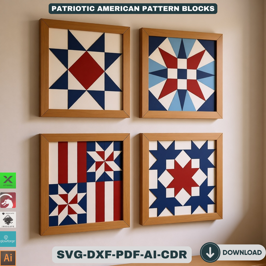 Patriotic Barn Quilt Pattern American Flag Wall Art 4th of July Wood Sign Template Independence Day 942