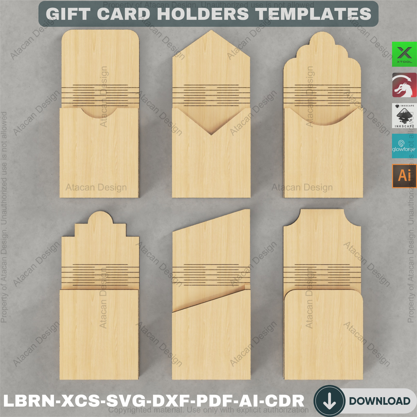 Wooden Gift Card Envelope Templates for Laser Cut DIY Projects Personalized Holidays and Special Occasions
