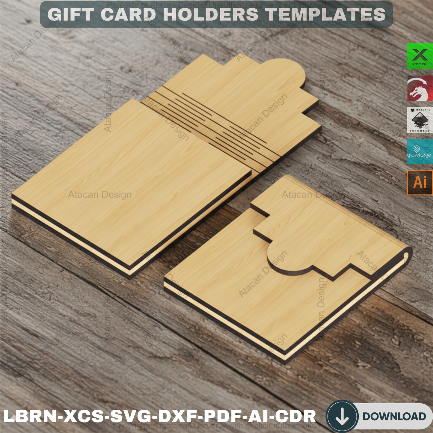 Wooden Gift Card Envelope Templates for Laser Cut DIY Projects Personalized Holidays and Special Occasions