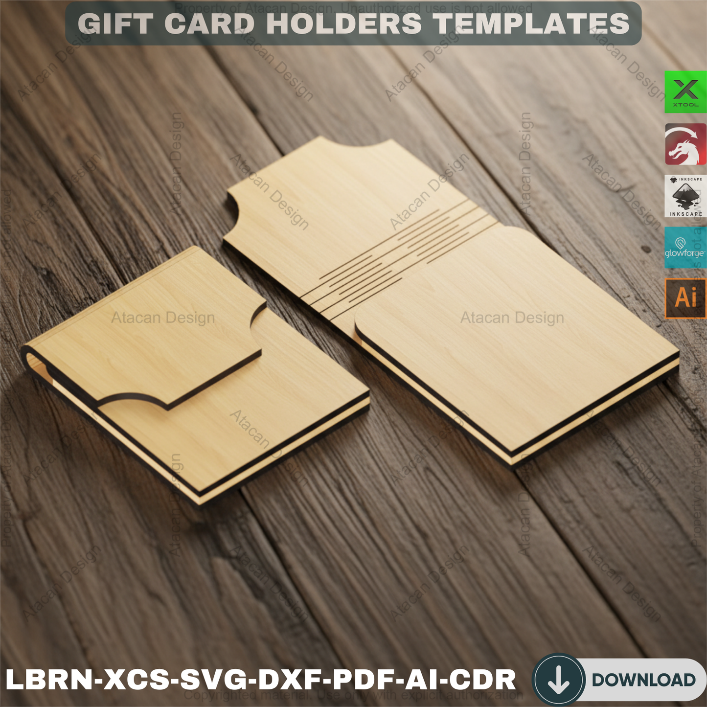 Wooden Gift Card Envelope Templates for Laser Cut DIY Projects Personalized Holidays and Special Occasions