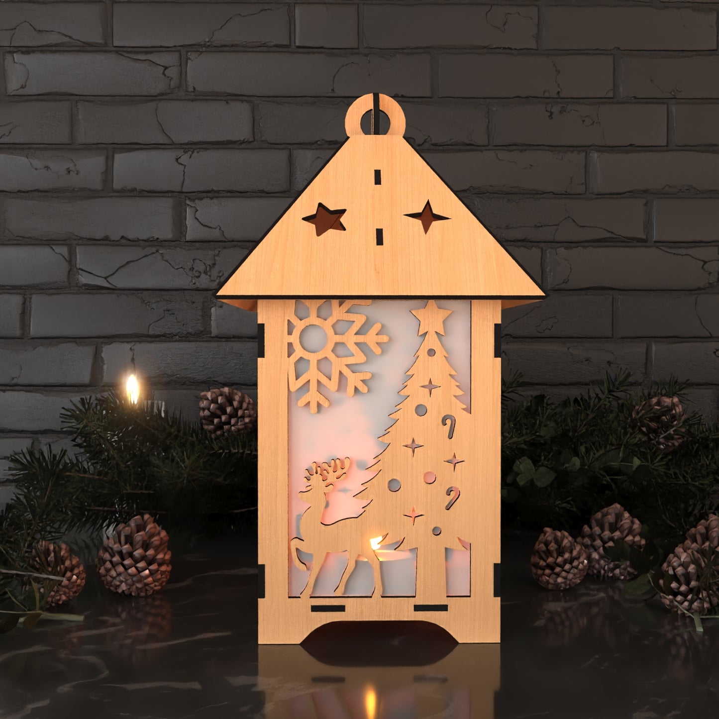 DIY Christmas Lantern - Snowman, Tree, & Snowflake Scene Night Light Design 924