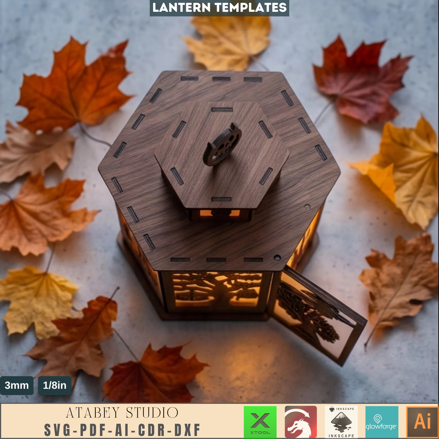 Halloween Lantern Template Spooky Wooden Candle Holder DIY Witch Tealight Box Autumn Table Decor