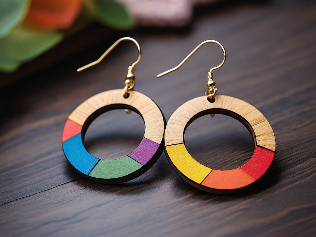 Vibrant Spectrum Wooden Earrings - Downloadable Laser Cut Design Files 410