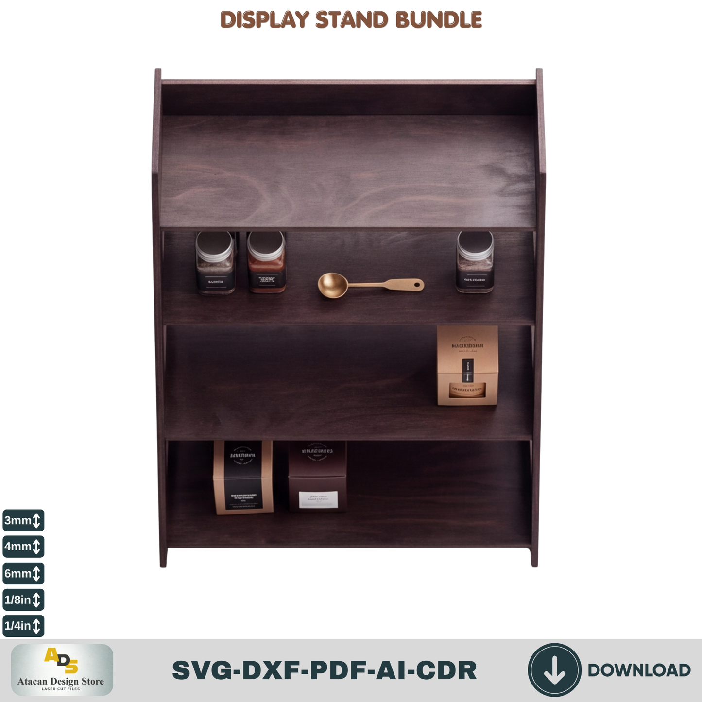 9 Display Stand Bundle Laser Cut SVG Wood Shelf Market Booth Template