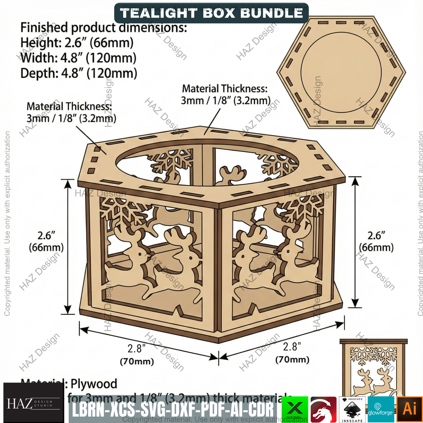 Christmas Candle Lantern Bundle | Tealight Holder Laser Cut Files | Holiday Table Decor 506