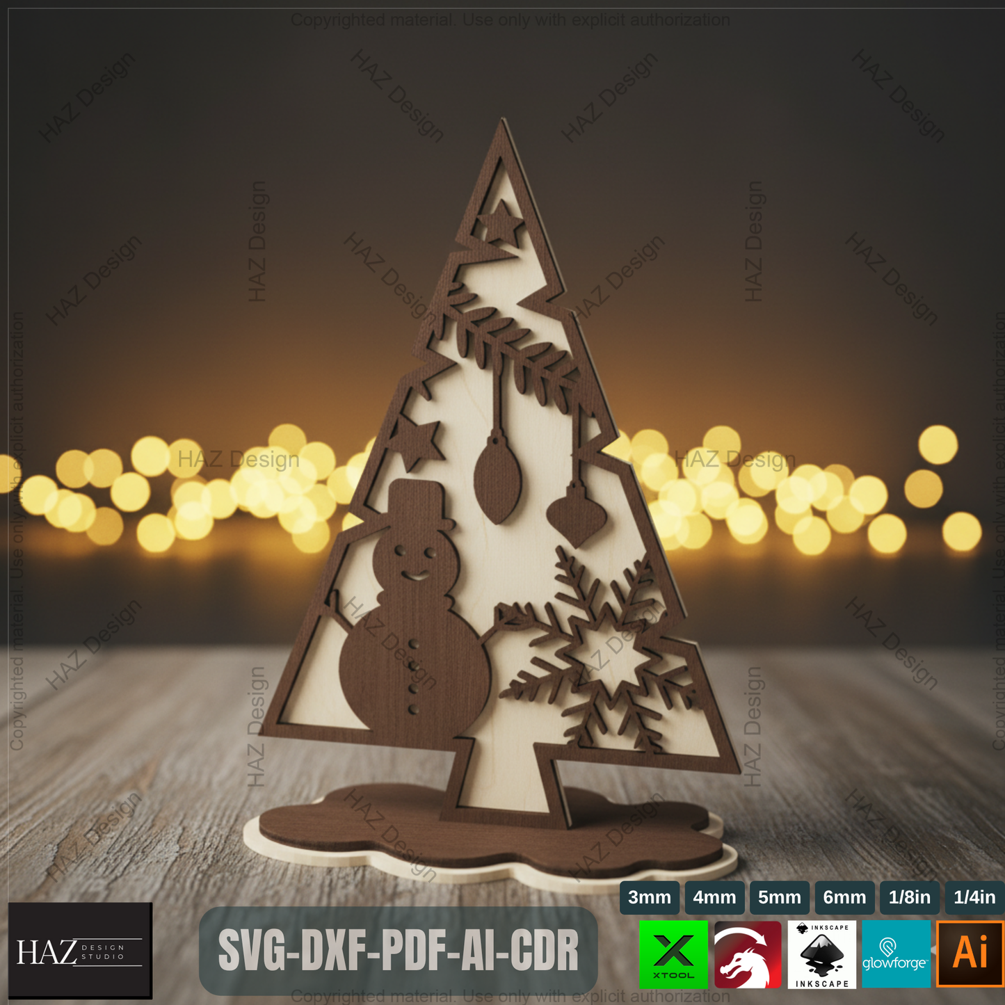 Laser Cut Standing Christmas Tree Ornaments Bundle, Decorative Wooden Xmas Tree Designs, Christmas Table Tree Decor,3D Holiday Tree 493