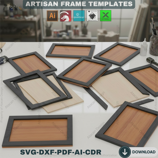 Laser Cut Picture Frame Templates - Customizable Photo Frame SVG, DXF, PDF - Digital Download for Glowforge, Xtool
