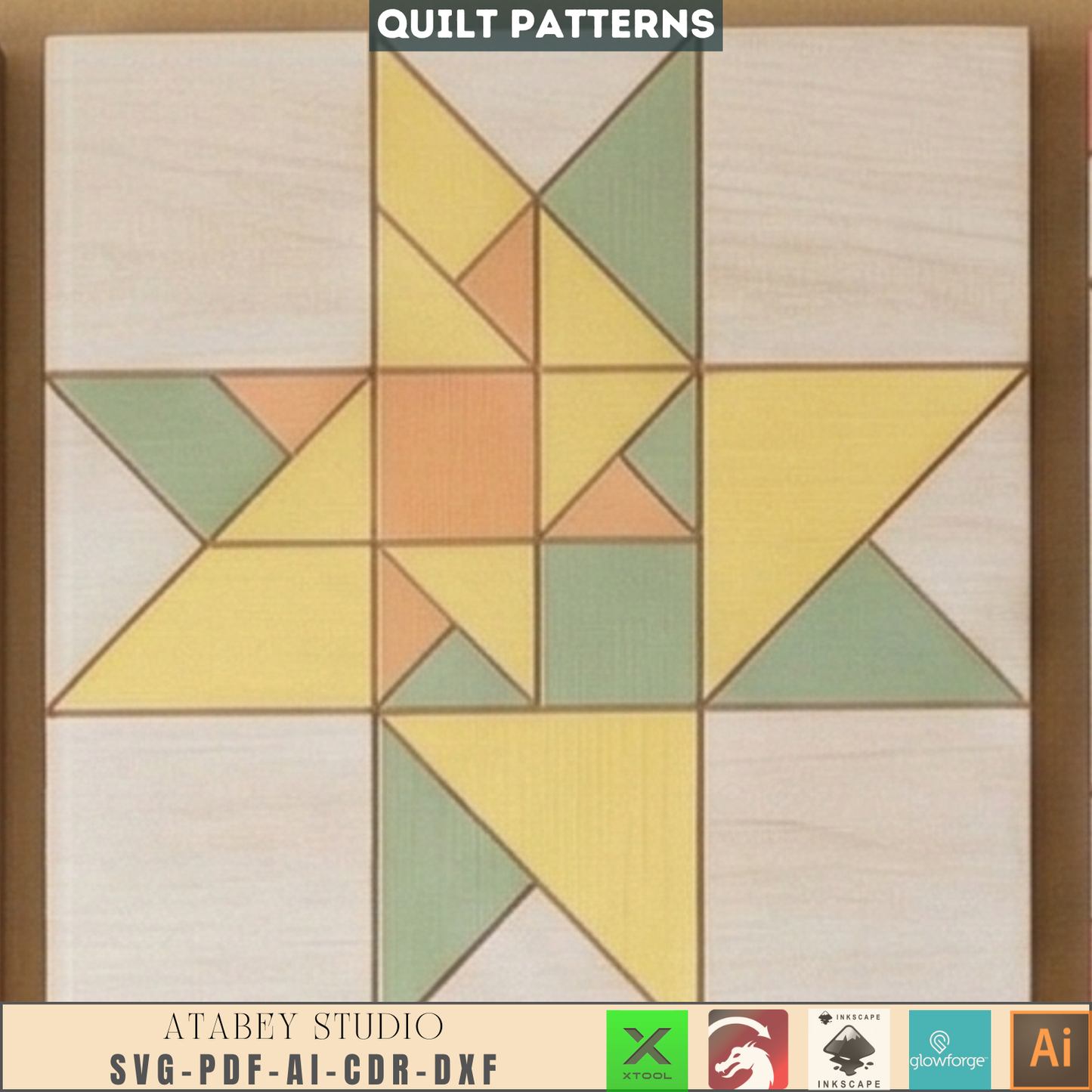 Quilt Block Patterns Geometric Wall Art Mosaic Panel DIY Patchwork Craft Blueprints 990