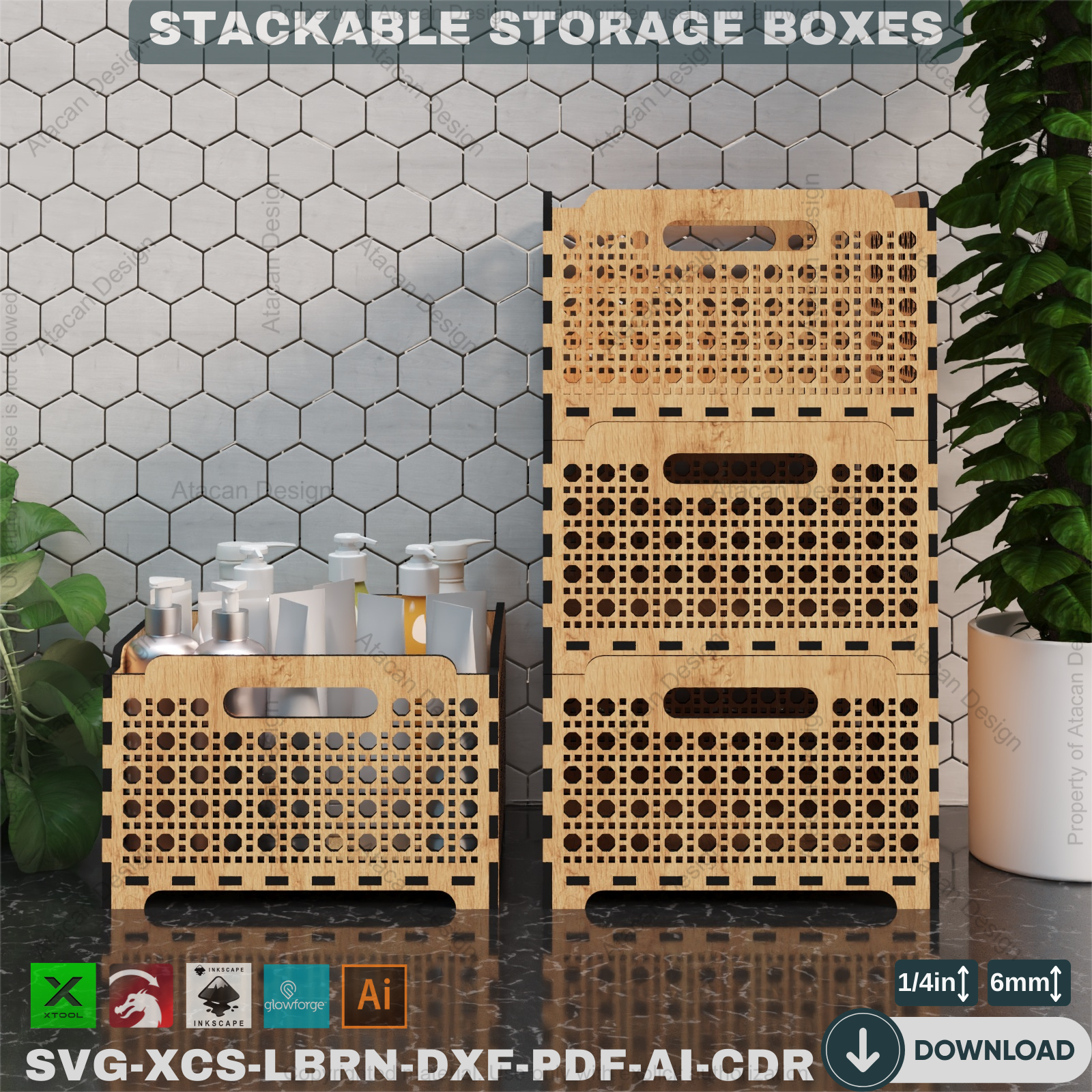 Elegant Laser Cut Storage Boxes - Stackable Design for Home Organizati ...