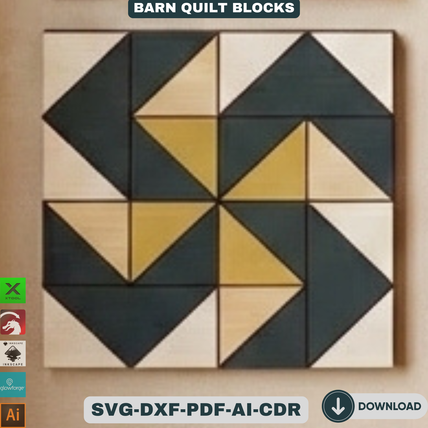 Quilt Block Patterns Laser Cut Template Modern Mosaic Wood Wall Art Farmhouse Decor DIY Patchwork Sign 936