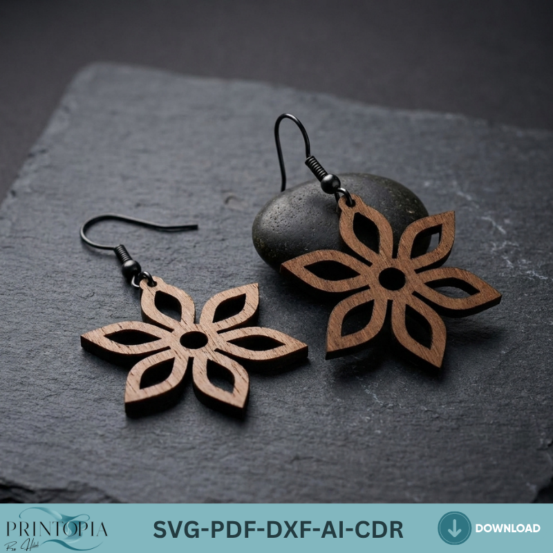Boho Floral and Geometric Wooden Earring Patterns SVG Bundle Laser Cut Files
