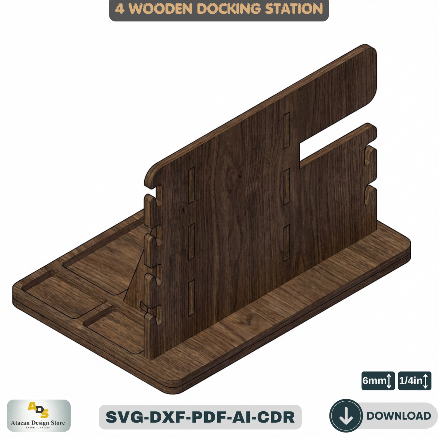 Wood Docking Station / Desk Organizer Phone Stand / Watch Holder / Father's Day Gift 947