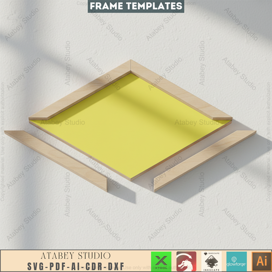 Laser Cut Frame File Bundle | 8 Sizes Included | DIY Wood Photo Decor,Easy Cut Frame Set for Laser | Square & Rectangle Multi Pack 652