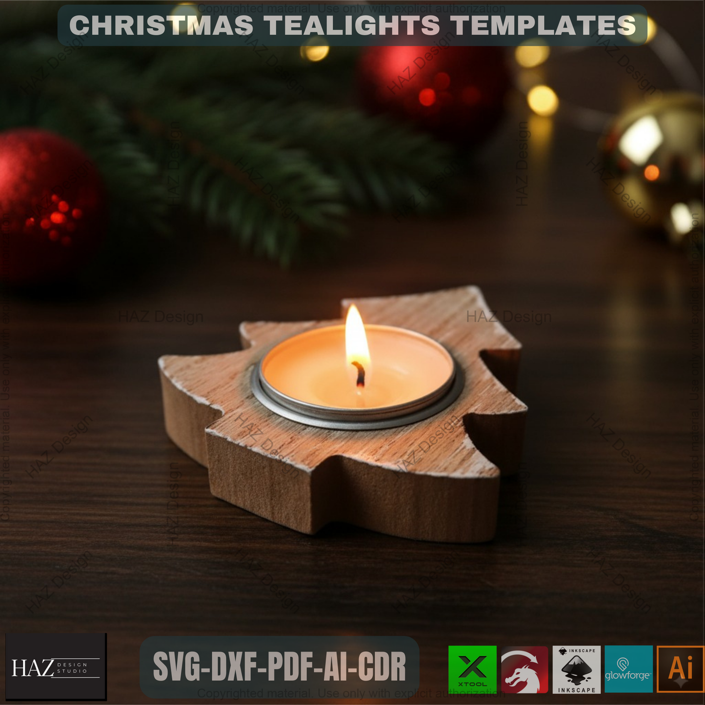Christmas New Year 2023 Table Decoration / Christmas Wooden Candlestick Holder / Snowflake Christmas Tree Star Tealigts SVG Dxf Ai Cdr 165