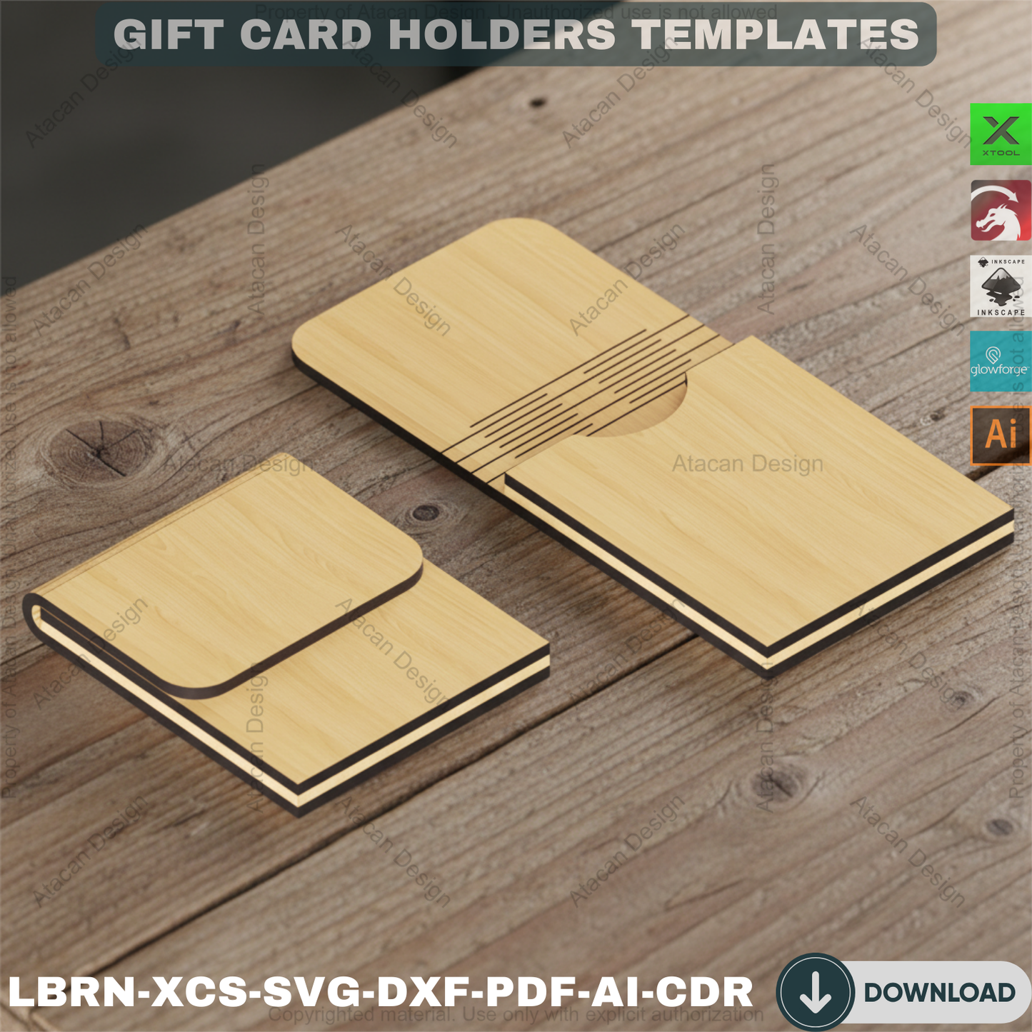 Wooden Gift Card Envelope Templates for Laser Cut DIY Projects Personalized Holidays and Special Occasions