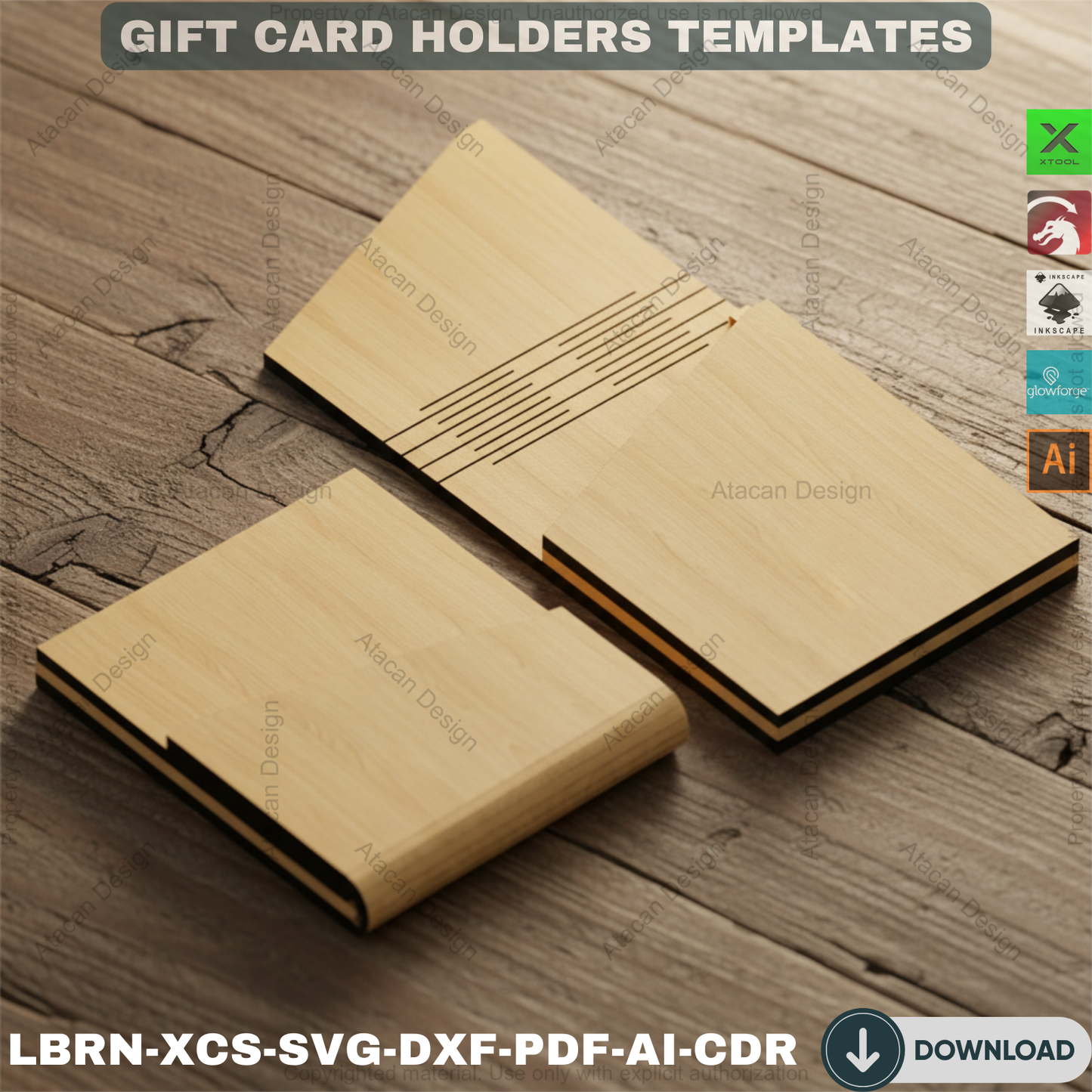 Wooden Gift Card Envelope Templates for Laser Cut DIY Projects Personalized Holidays and Special Occasions