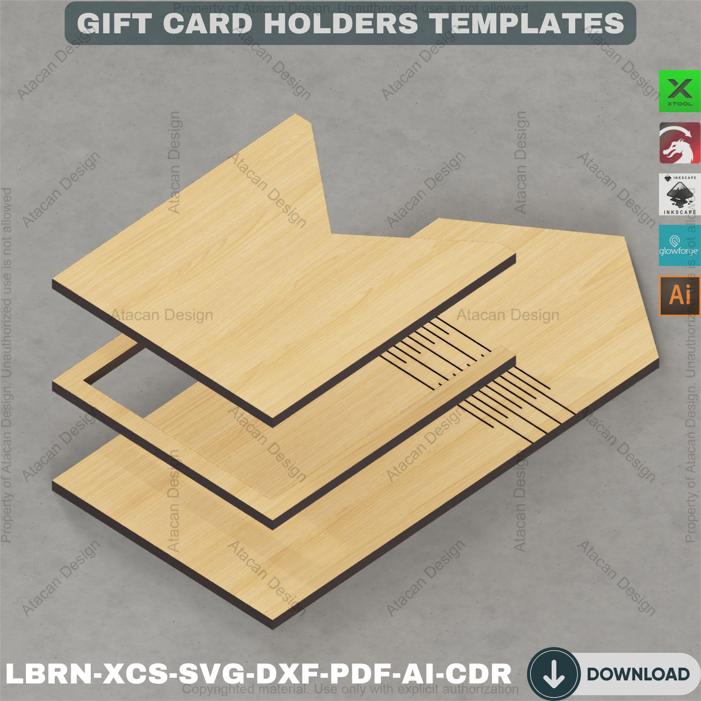 Wooden Gift Card Envelope Templates for Laser Cut DIY Projects Personalized Holidays and Special Occasions
