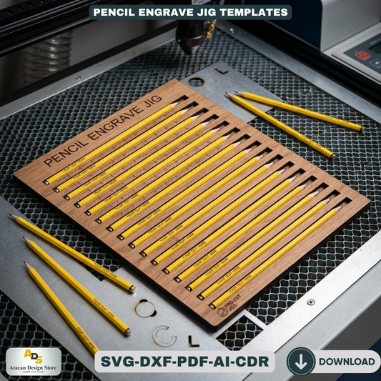 Pencil Engraving Jig - Laser Cut File for Personalized Pencils - Custom Text on Pencils 432