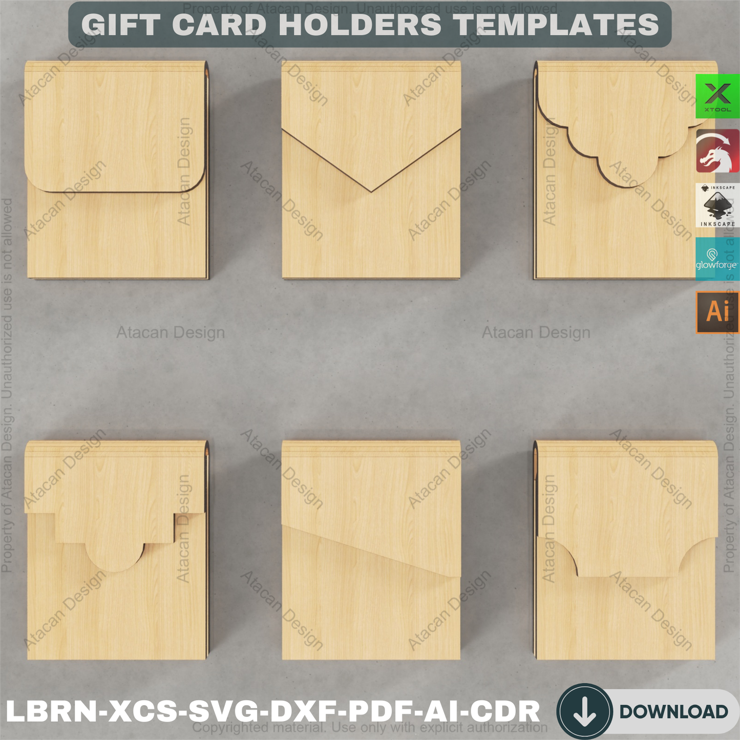 Wooden Gift Card Envelope Templates for Laser Cut DIY Projects Personalized Holidays and Special Occasions