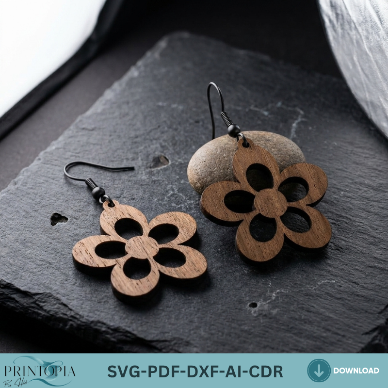 Boho Floral and Geometric Wooden Earring Patterns SVG Bundle Laser Cut Files