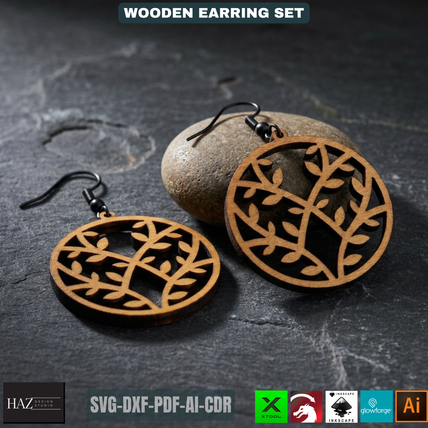 Unique Laser Cut Earring SVG Bundle - Modern Wooden Jewelry Designs - Craft Files for XTool 479