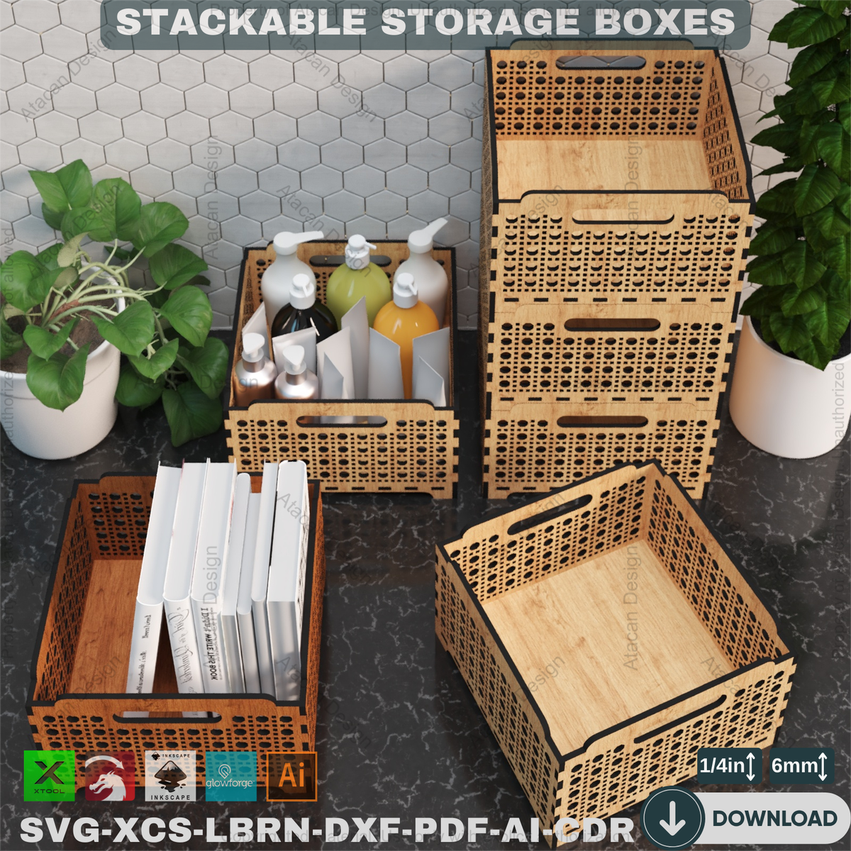 Stackable Boxes Laser Elegant Laser Cut Storage Boxes - Stackable Design for Home Organizati ...