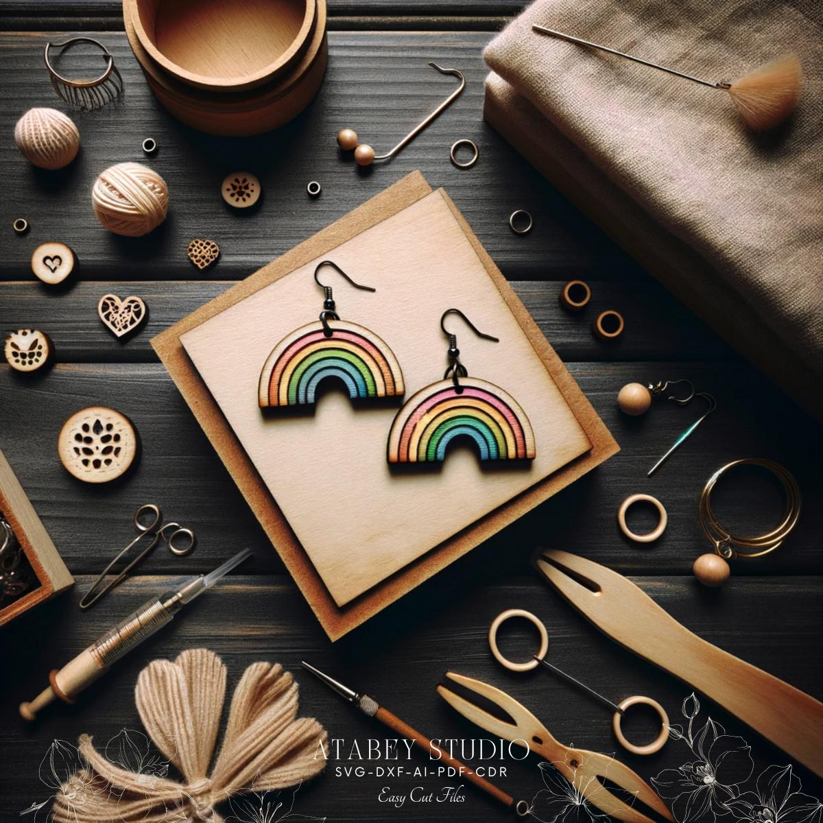 Colorful Rainbow Earrings Design Bundle - DIY Laser Cut Rainbow Earrings - Perfect for Crafting Unique Jewelry 861