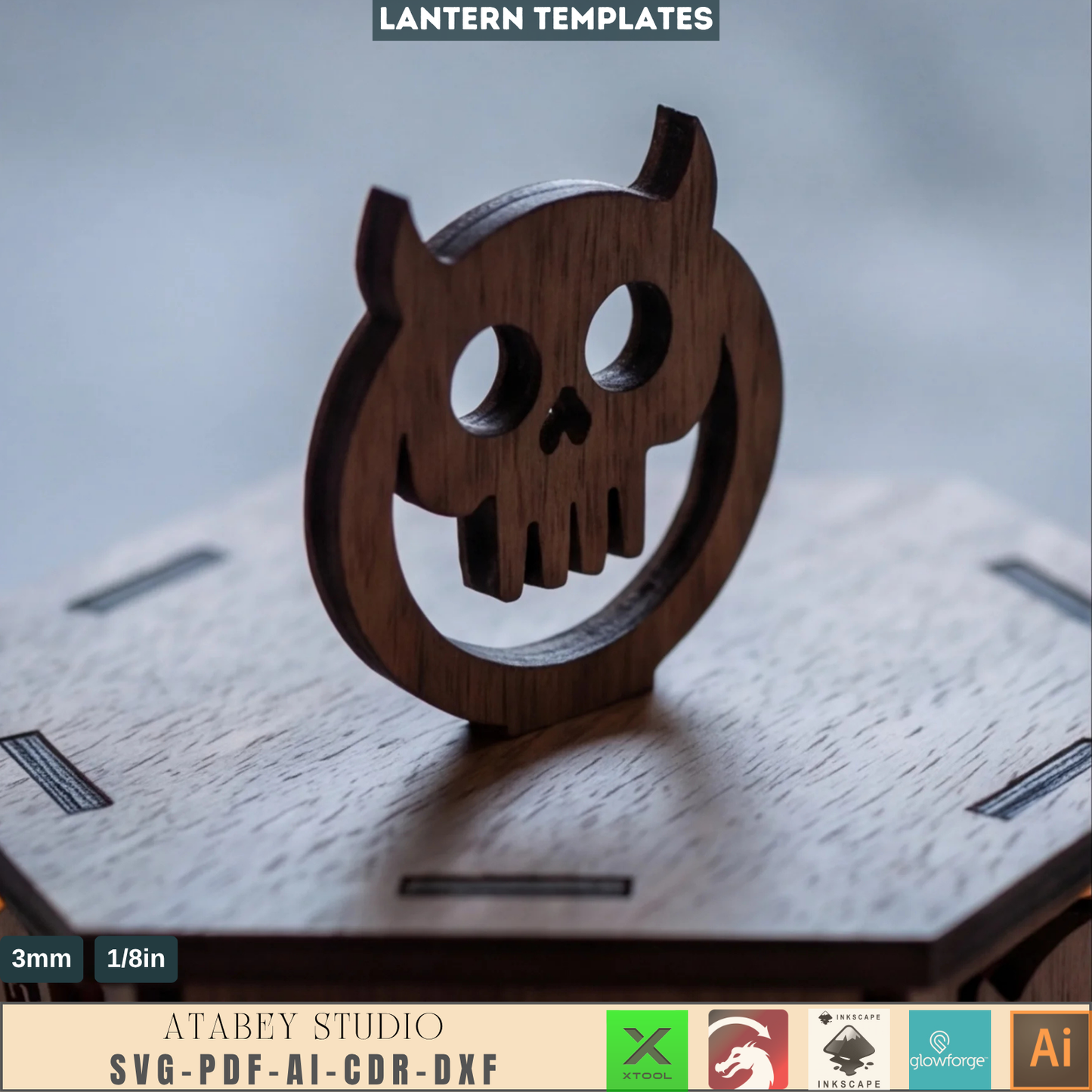 Halloween Lantern Template Spooky Wooden Candle Holder DIY Witch Tealight Box Autumn Table Decor