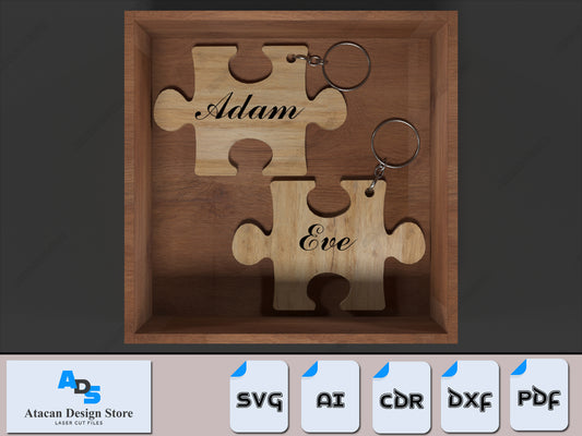 Personalized Couple Puzzle and Box Design for Laser Cutting and Crafting Projects 416