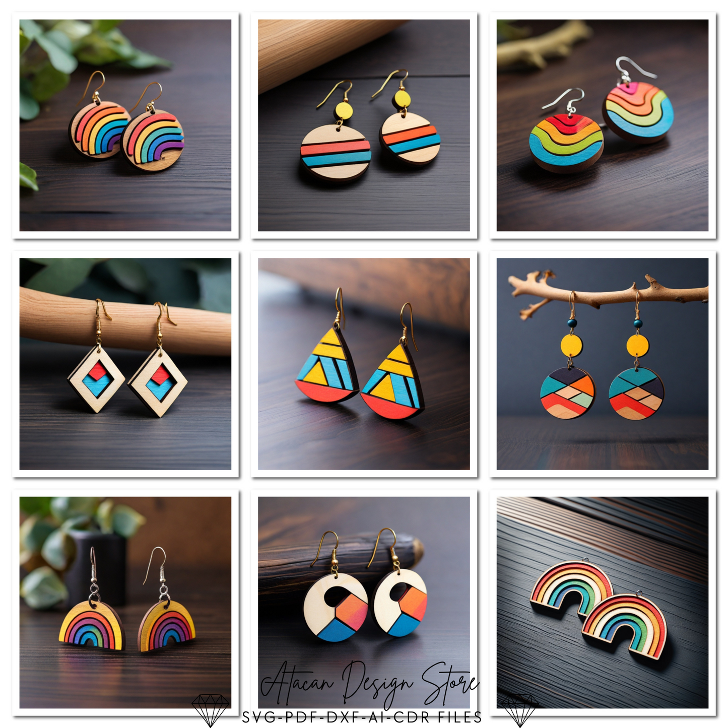 Vibrant Rainbow Earrings Design Pack | Perfect Laser Cut Files for Handmade Jewelry 683