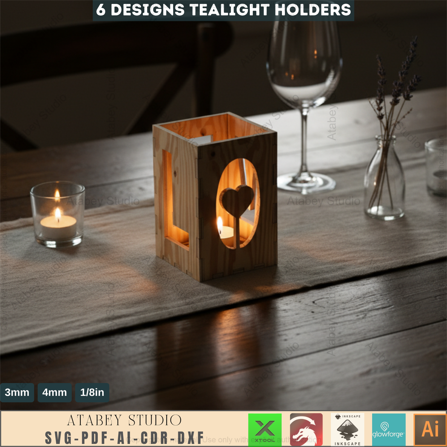 Laser Cut Tealight Holder SVG Template Bundle | 6 Unique Candle Lantern Designs for DIY Home Decor 242