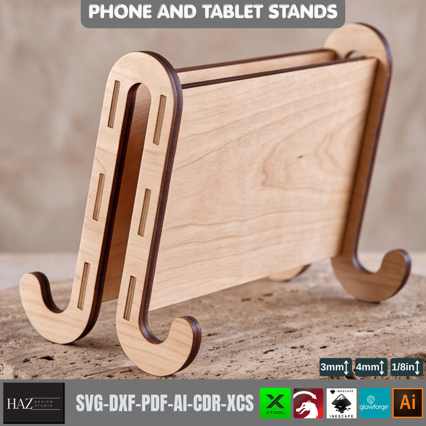 Phone Display Stand SVG, Tablet Holder, DIY Frame Holder Design, Laser Cut Template,