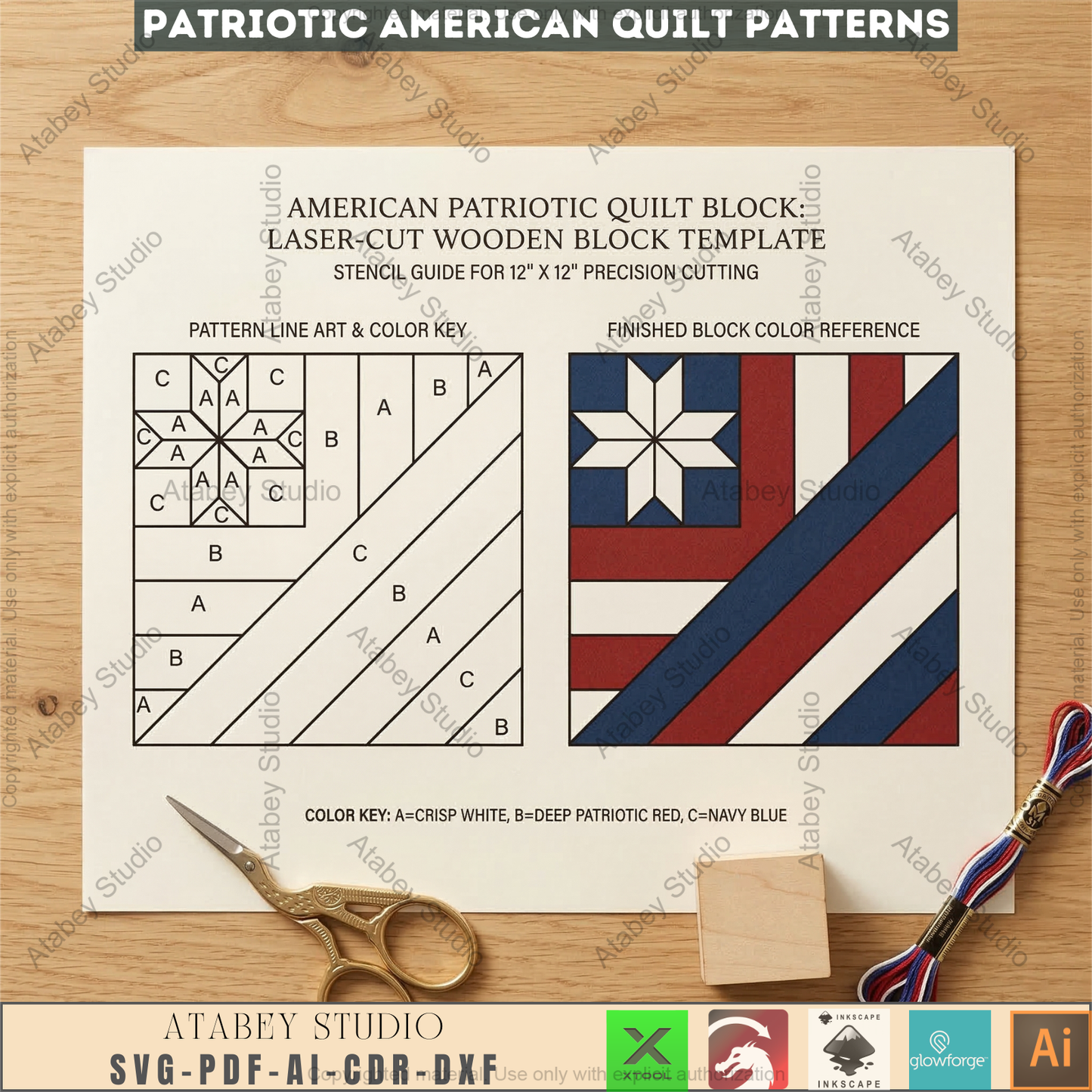Patriotic Americana Barn Quilt Wood Laser Cut Pattern Fourth of July Wall Art Independence Day USA Star 996