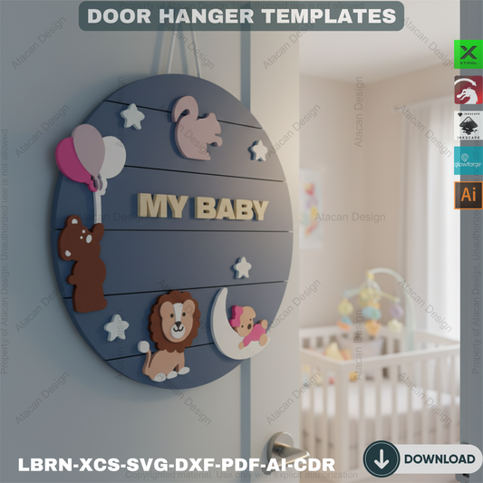 Laser Cut Baby Hanger Templates | SVG File Set | Nursery Decor,Newborn Baby Gift | Laser Cut Hanger SVG Set | Personalized Nursery 842