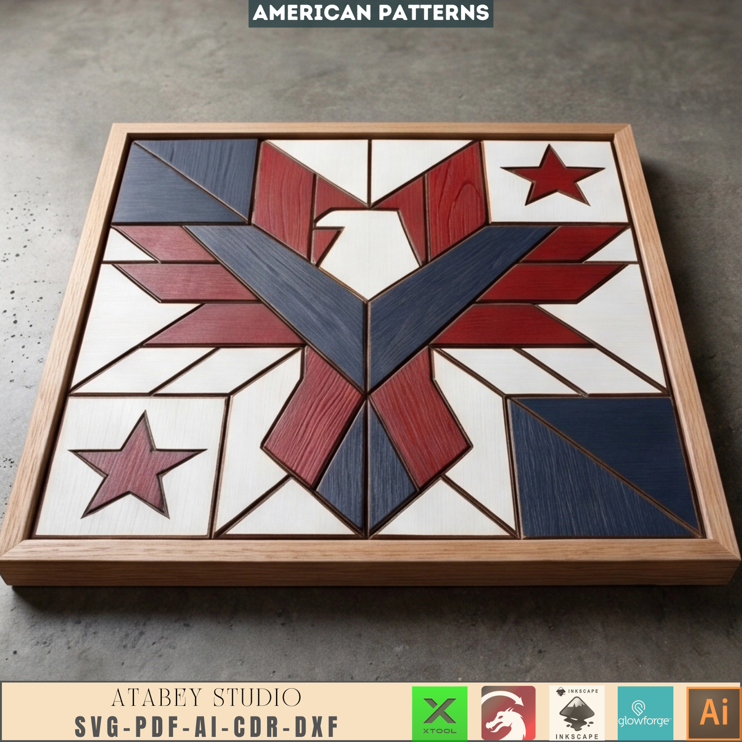 Patriotic Wall Art American Eagle Uncle Sam Quilt Block Independence Day Veteran Gift
