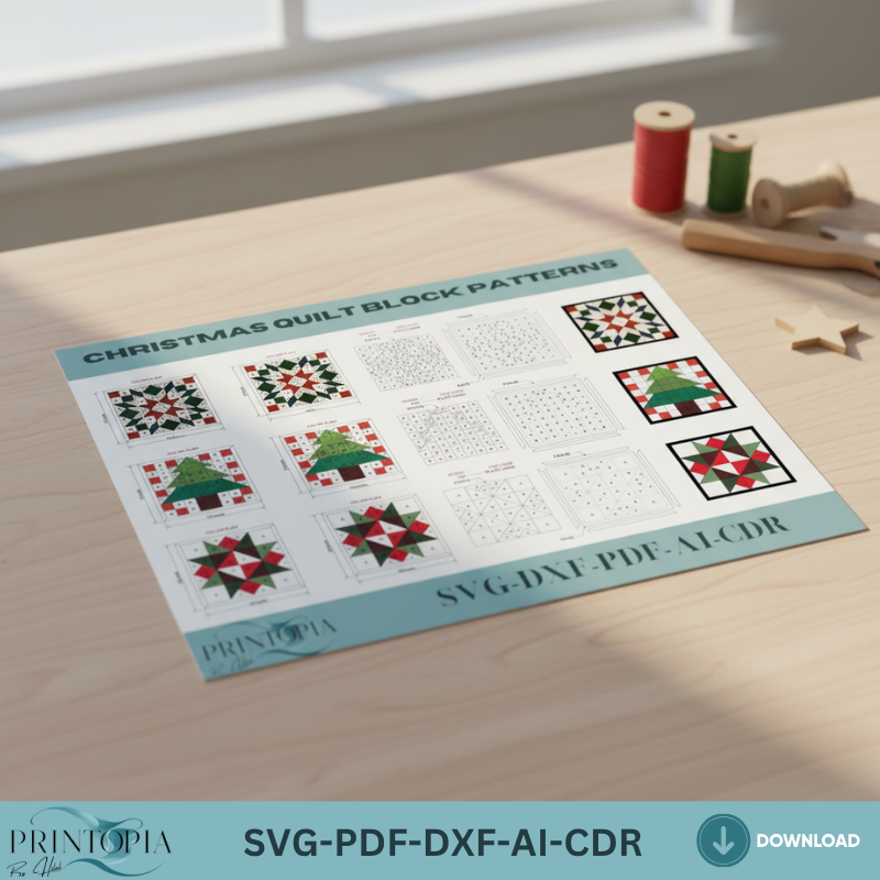 Christmas Wood Quilt Block Patterns for Laser Cut Holiday Wall Decor Xmas Design