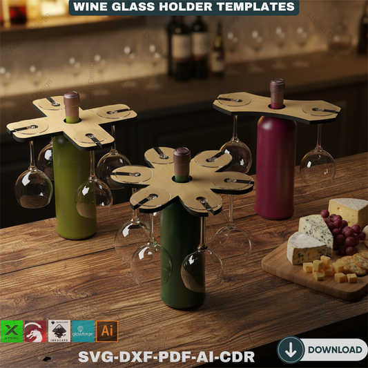 15 Designs Laser Cut Wine Caddy Glass Holder / Any Material Thickness 252