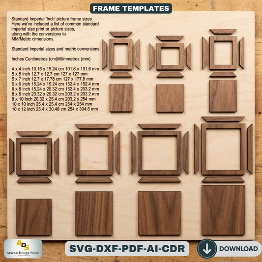 Picture Frame Laser Cut Files Wood Photo Frame Templates Various Sizes 456