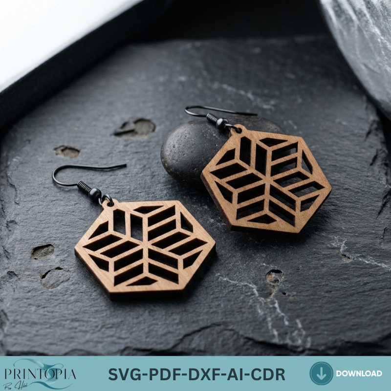 Boho Floral and Geometric Wooden Earring Patterns SVG Bundle Laser Cut Files