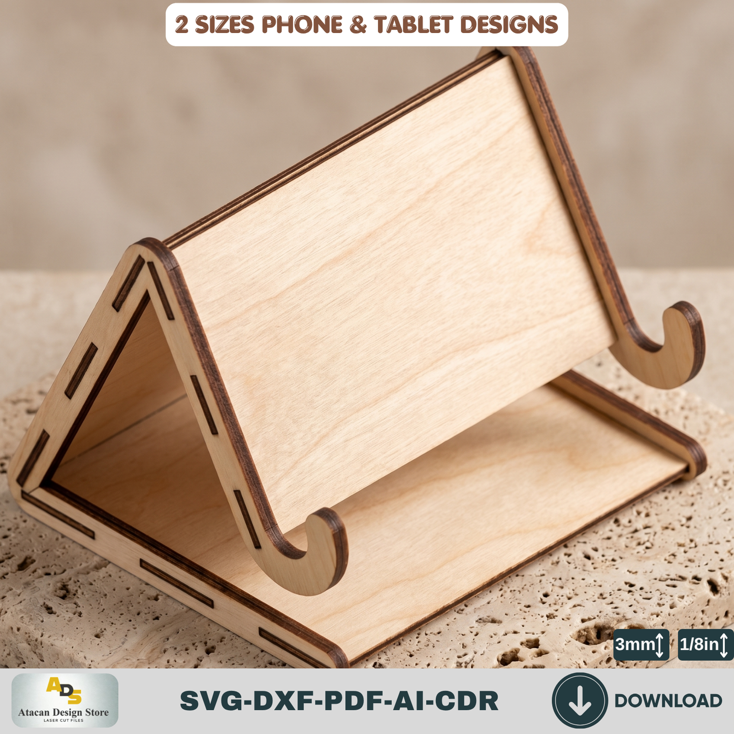 Phone Tablet Stand SVG Wooden Display Frame Holder Desk Organizer Digital Download