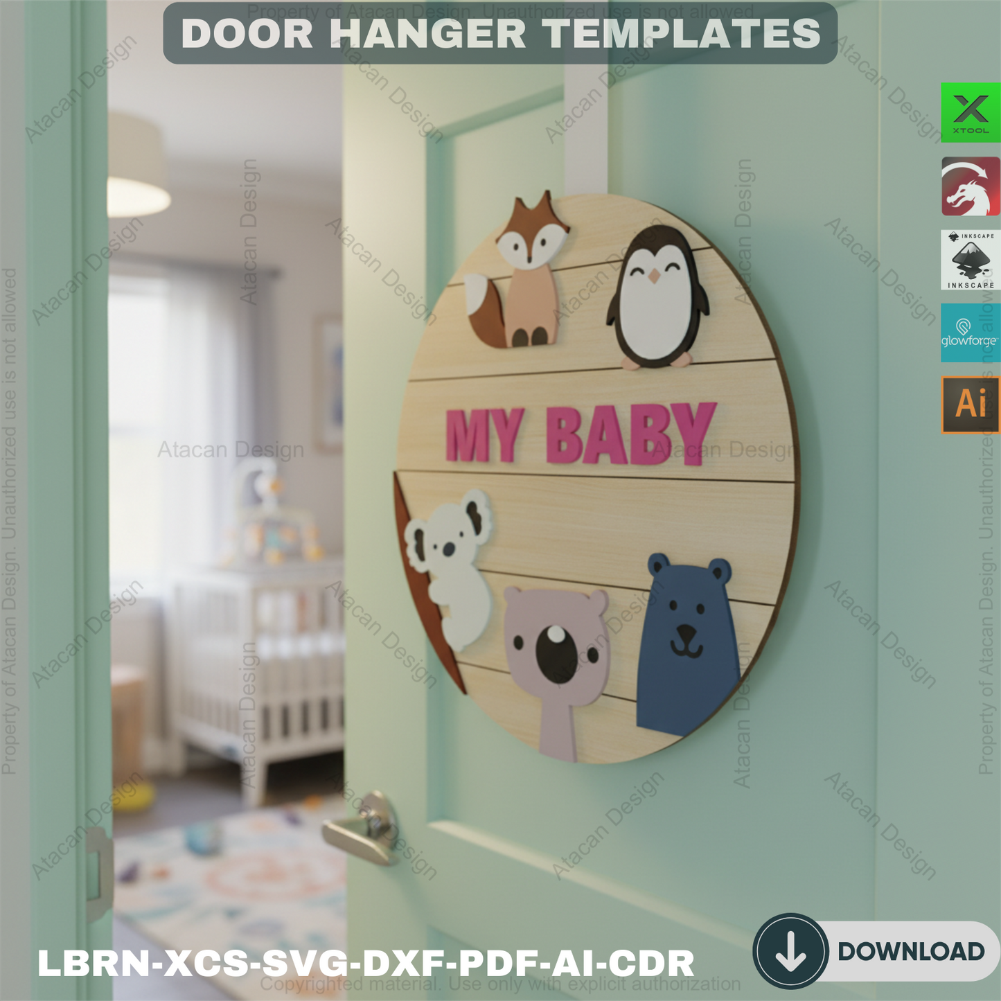 Laser Cut Baby Hanger Templates | SVG File Set | Nursery Decor,Newborn Baby Gift | Laser Cut Hanger SVG Set | Personalized Nursery 842