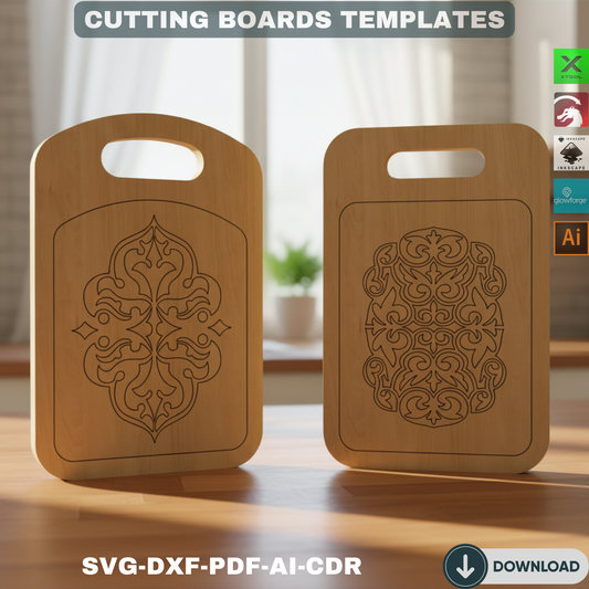Gourmet Serving Plank CAD Files - Elegant Kitchen Board Laser Ready Designs - Culinary Craft Template Pack